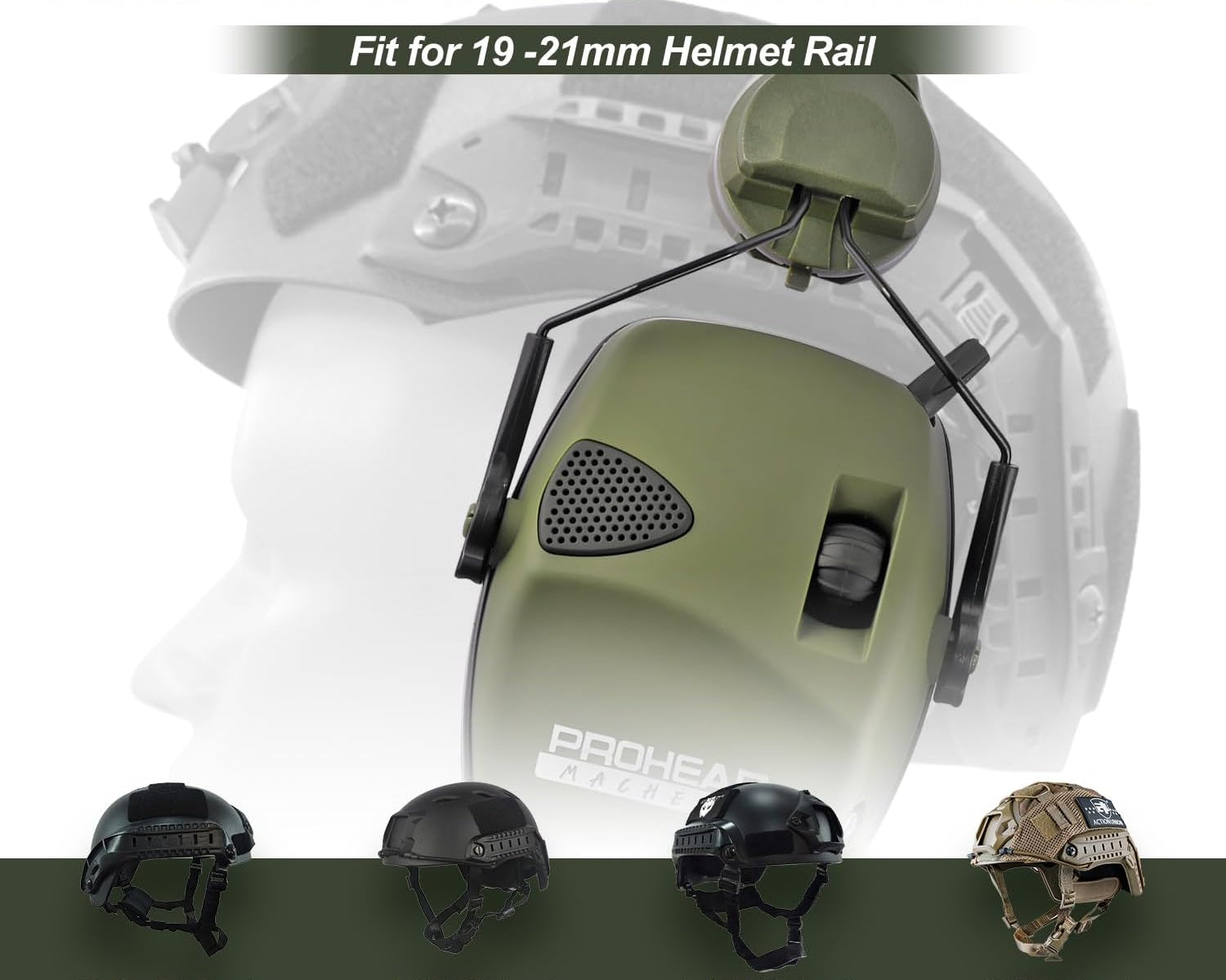 🎖️ PROHEAR 066: Tactical Helmet-Compatible Electronic Earmuffs