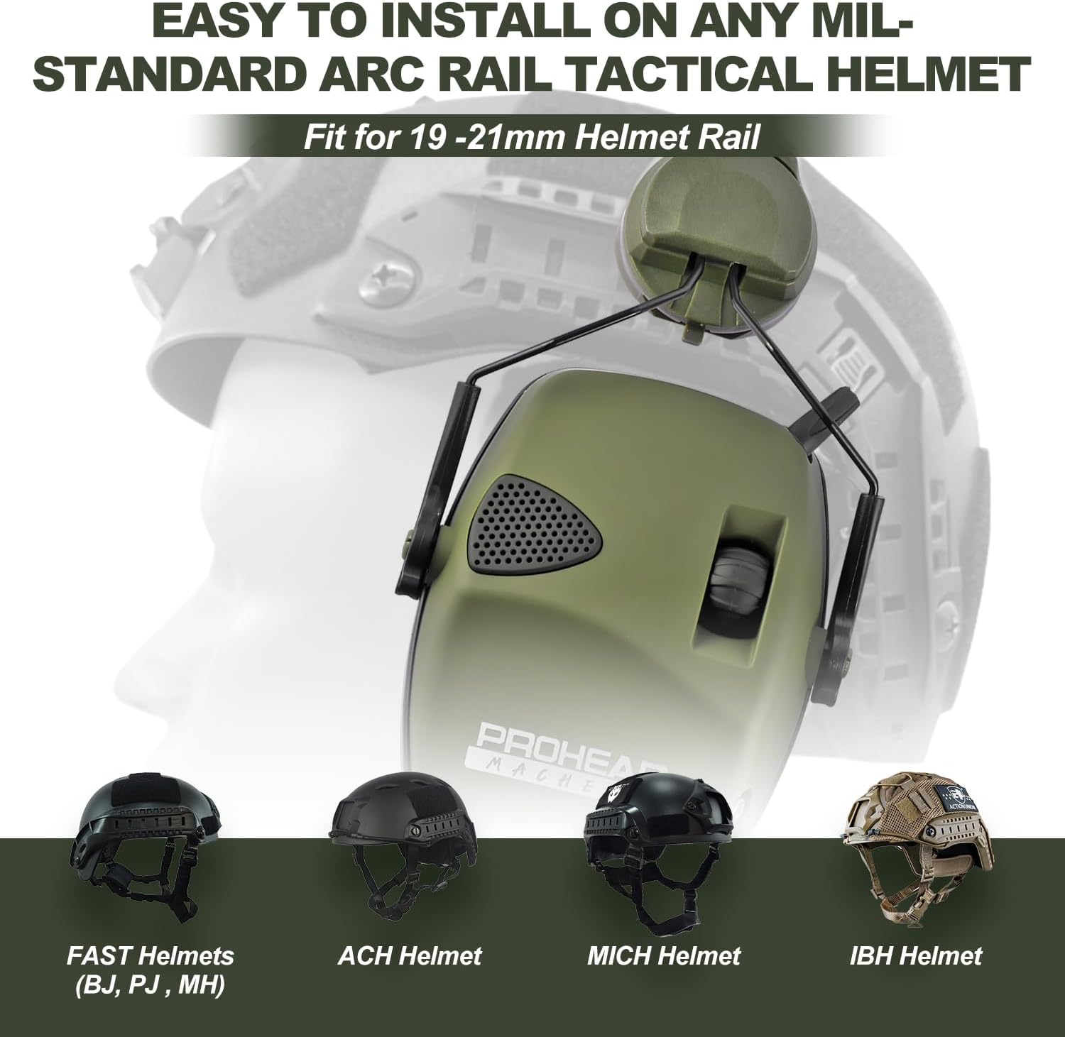 🎖️ PROHEAR 066: Tactical Helmet-Compatible Electronic Earmuffs