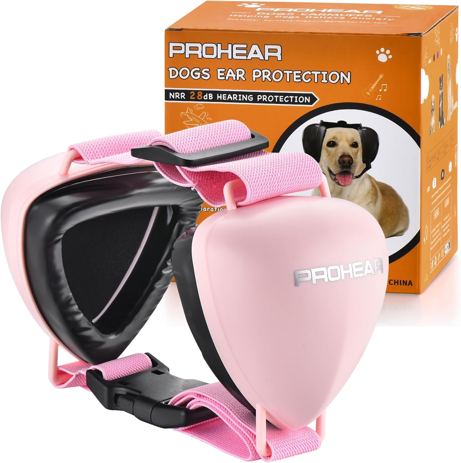 [NEW]PROHEAR Adjustable Noise Reduction Dog Earmuffs, NRR28dB, Fireworks Noise Protection/Summer Lightning/Shooting Range Noise. Protect your pet
