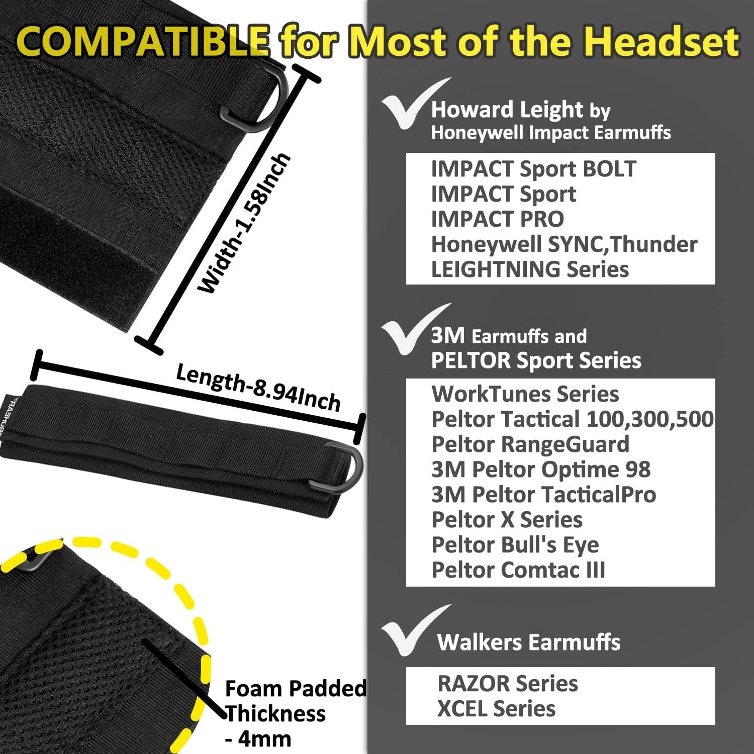 PROHEAR HC01 Headset Cover Tactical Advanced Earmuffs Modular Cover Fit for 3M WorkTunes Peltor Howard Leight Impact Walkers Razor