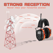 PROHEAR 027 AM FM Radio Headphones with Digital Display, 25dB NRR, Safety Ear Protection Earmuffs for Mowing, Snowblowing, Construction, Work Shops