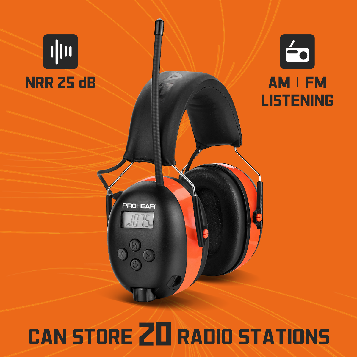 PROHEAR AM FM Radio Hearing Protection Earmuffs for Work, Mowing