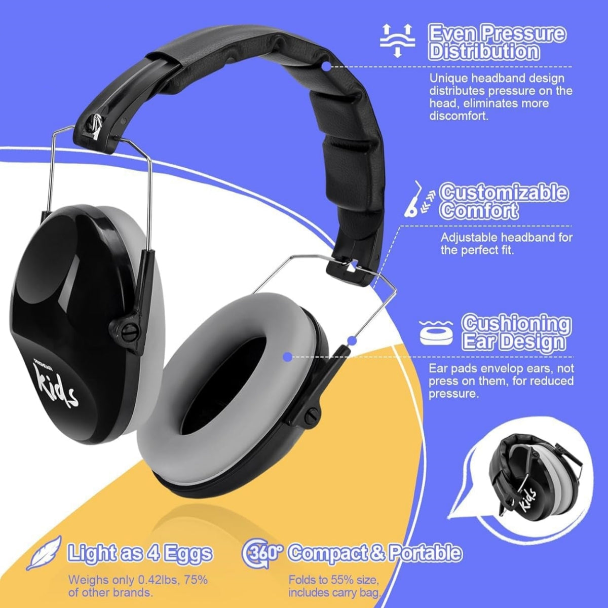 PROHEAR Kids Ear Protection, 25dB NRR for children with Autism