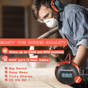 PROHEAR 027 AM FM Radio Headphones with Digital Display, 25dB NRR, Safety Ear Protection Earmuffs for Mowing, Snowblowing, Construction, Work Shops