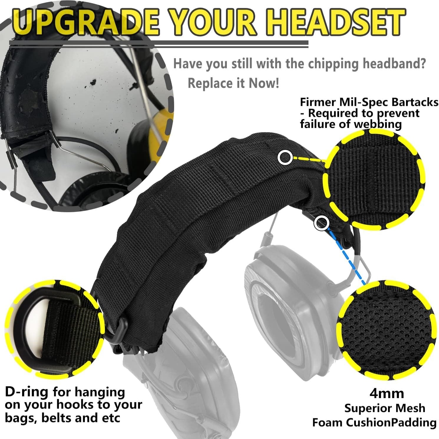 PROHEAR HC01 Headset Cover Tactical Advanced Earmuffs Modular Cover Fit for 3M WorkTunes Peltor Howard Leight Impact Walkers Razor
