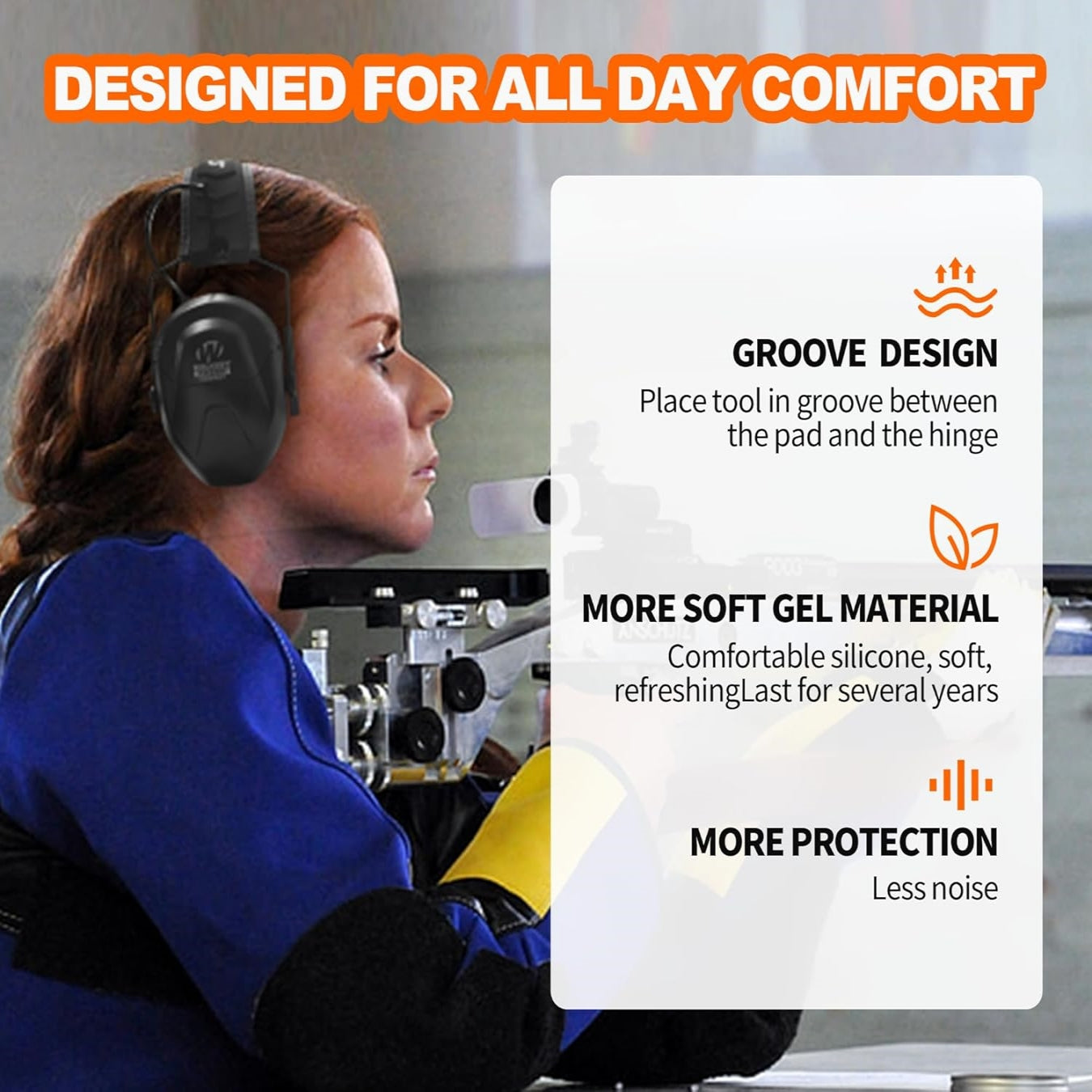PROHEAR GEP05 Upgraded Gel Ear Pads for Walker's Razor Compact Electronic Youth Women's Muffs, Comfortable and Soft Replacement Gel Ear Cups with Sealed Bottom Shell