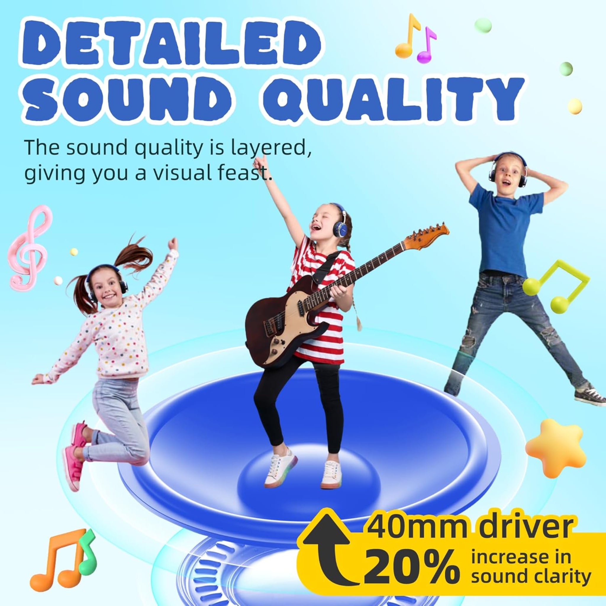 PROHEAR 010 Pro Active Noise Cancelling Headphones for Kids – Bluetooth, 85dB Safe Volume, 80H Playtime, Hi-Fi Over-Ear Wireless Headphones with Mic for iPad, Tablet, Travel