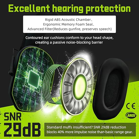 PROHEAR 022 Electronic Shooting Hunting Earmuffs - 29dB SNR Noise Reduction, 5x Sound Amplification