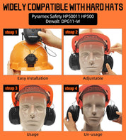 PROHEAR Electronic Bluetooth Hearing Protection Earmuffs (with adapter) for 3M H-700 Hard Hats, DEWALT Hard Hats for Mowing and Construction