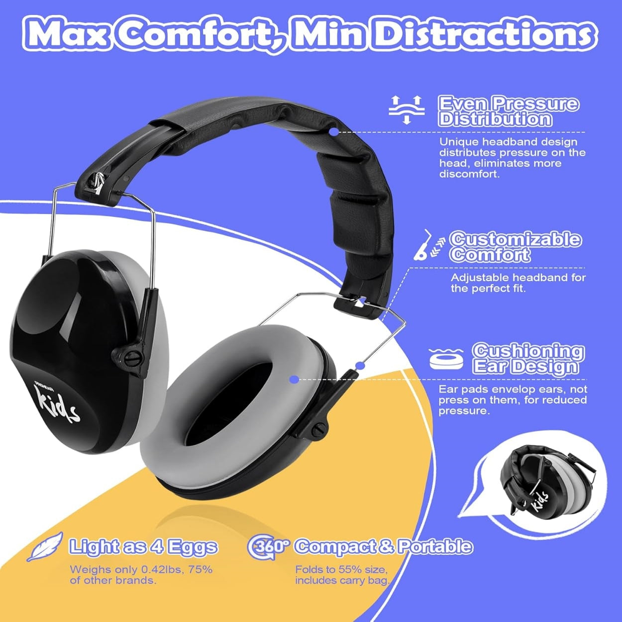 PROHEAR 032 Kids Ear Protection Earmuffs – 25dB NRR Noise Cancelling Headphones for Toddlers, Autism & Sensory Protection