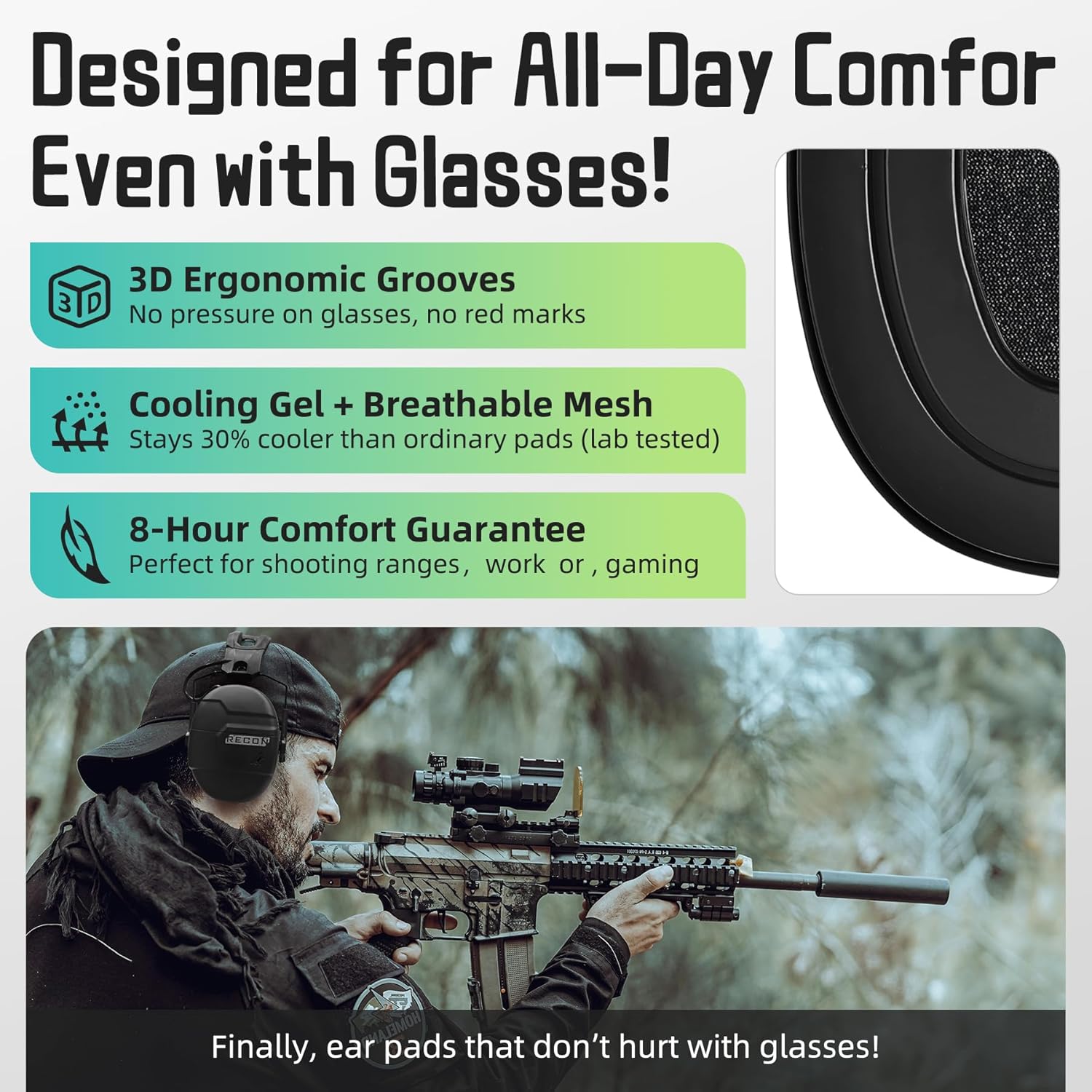 GEP07 Gel Earpads for Walker's FireMax&Recon Digital earmuffs