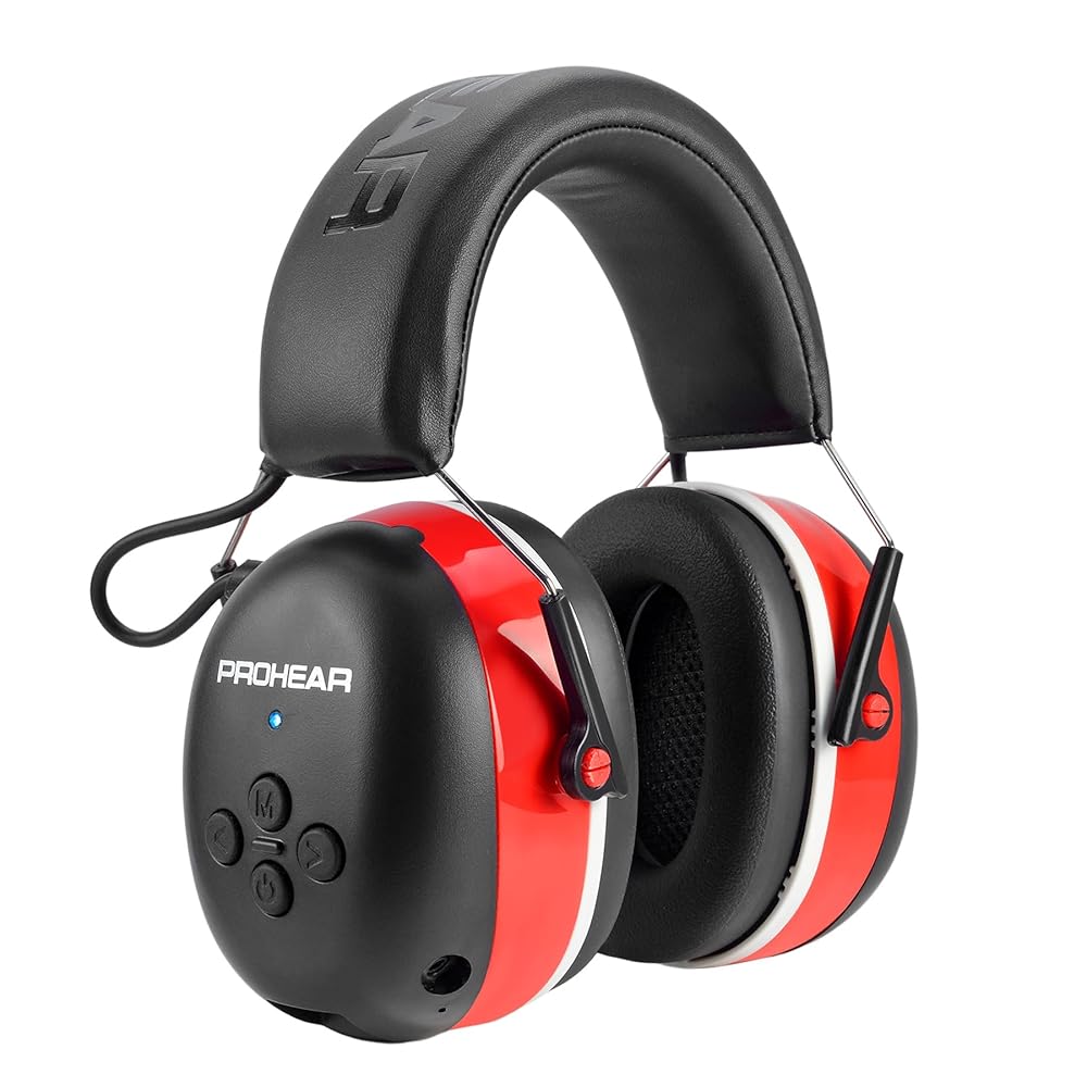 PROHEAR 037 Bluetooth 5.3 Safety Ear Muffs – 25dB NNR Hearing Protection, 120H Battery for Mowing & Work