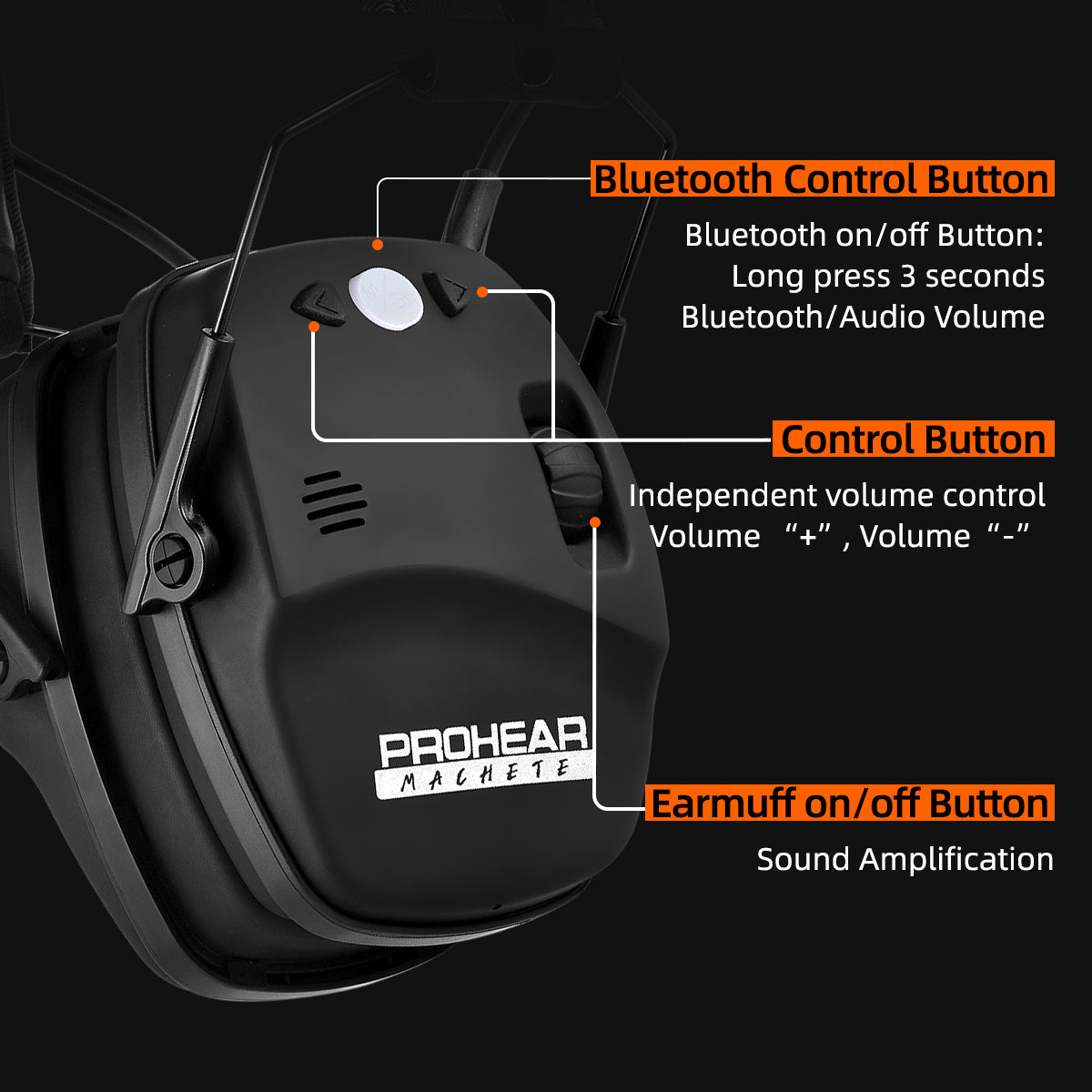 PROHEAR 035 Bluetooth Rechargeable Shooting Ear Protection, Slim Noise Cancelling Earmuffs