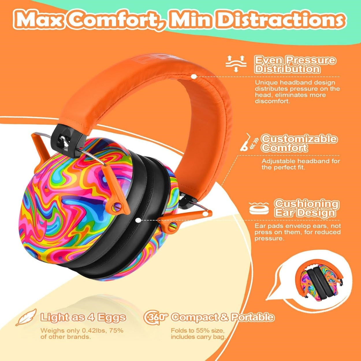 PROHEAR 032 Kids Ear Protection – Graffiti Series Noise Cancelling Ear Muffs, 25dB NRR for children with Autism