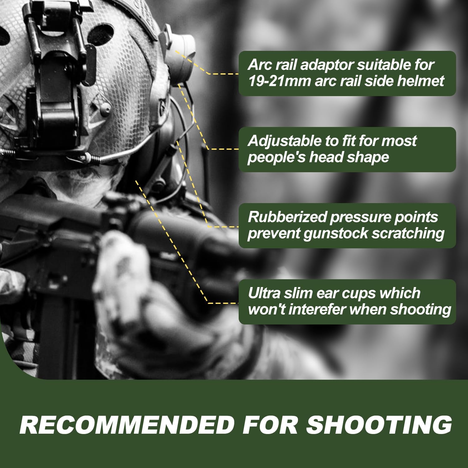 PROHEAR 026 BR04, suitable for helmet shooting earmuffs, NRR 23dB noise reduction hearing protection, 4 times sound amplification
