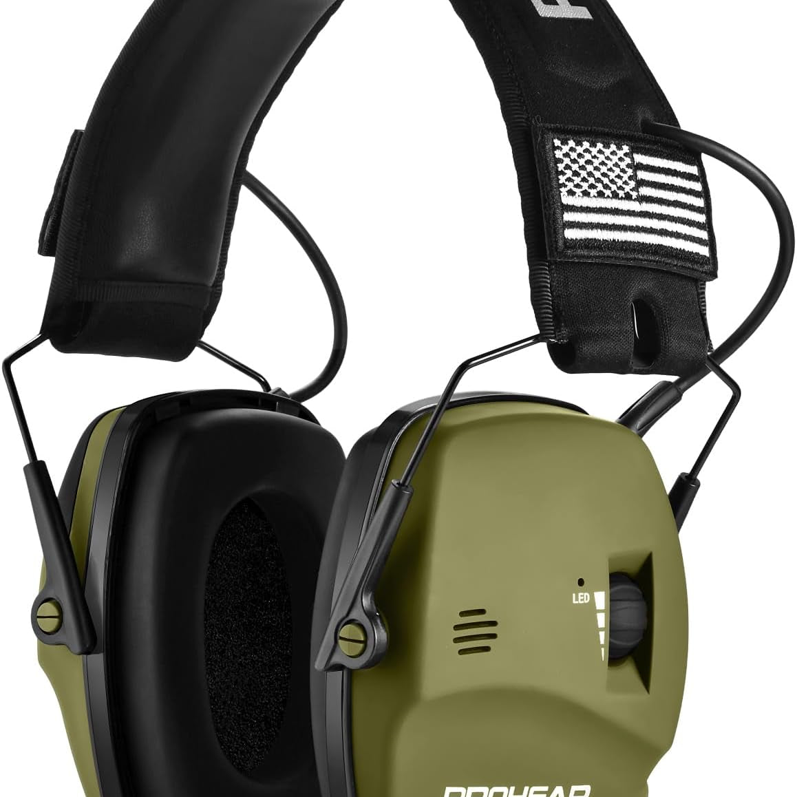 PROHEAR 036 Electronic Shooting Noise Reduction Earmuffs, Indicator Light, 5x Sound Amplification, 23dB NRR, Suitable for Shooting and Hunting