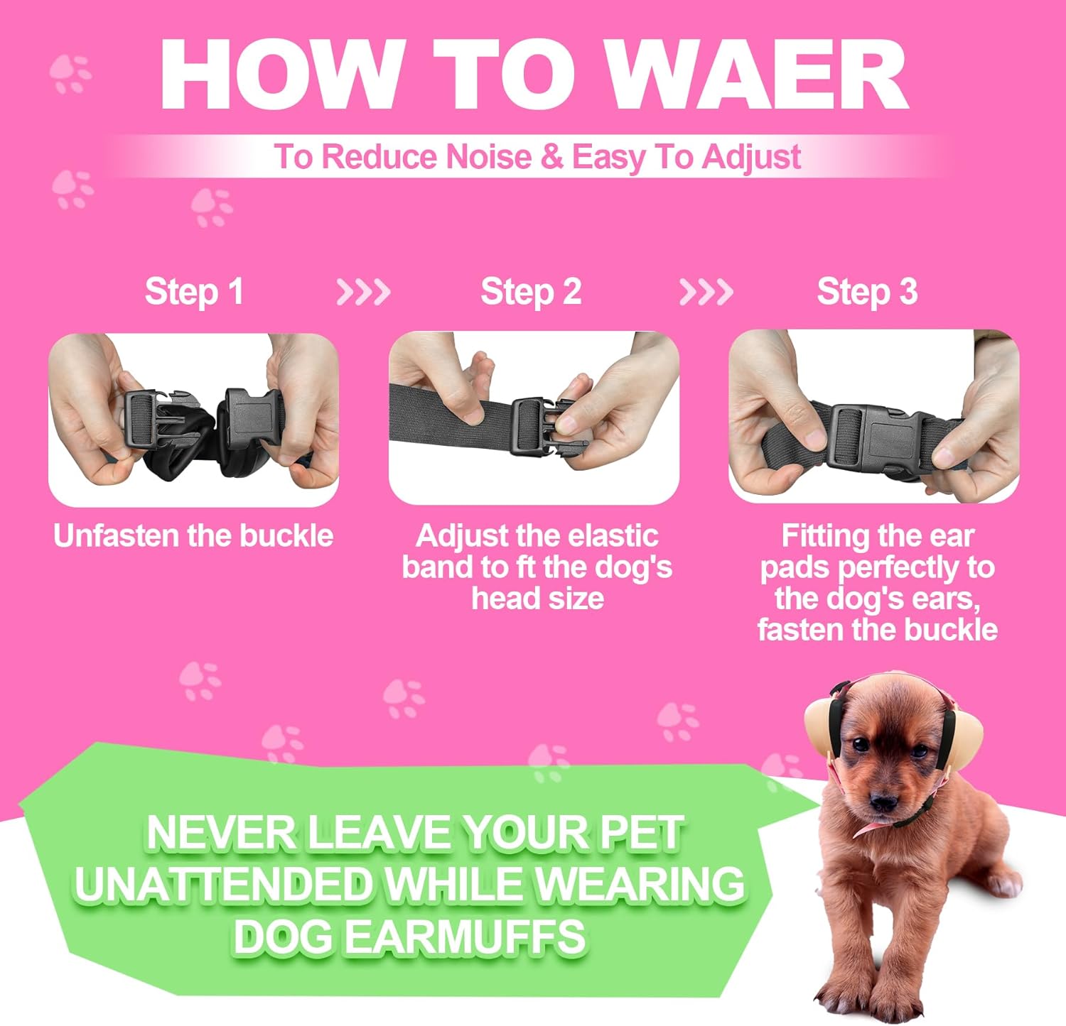 [NEW]PROHEAR Adjustable Noise Reduction Dog Earmuffs, NRR28dB, Fireworks Noise Protection/Summer Lightning/Shooting Range Noise. Protect your pet