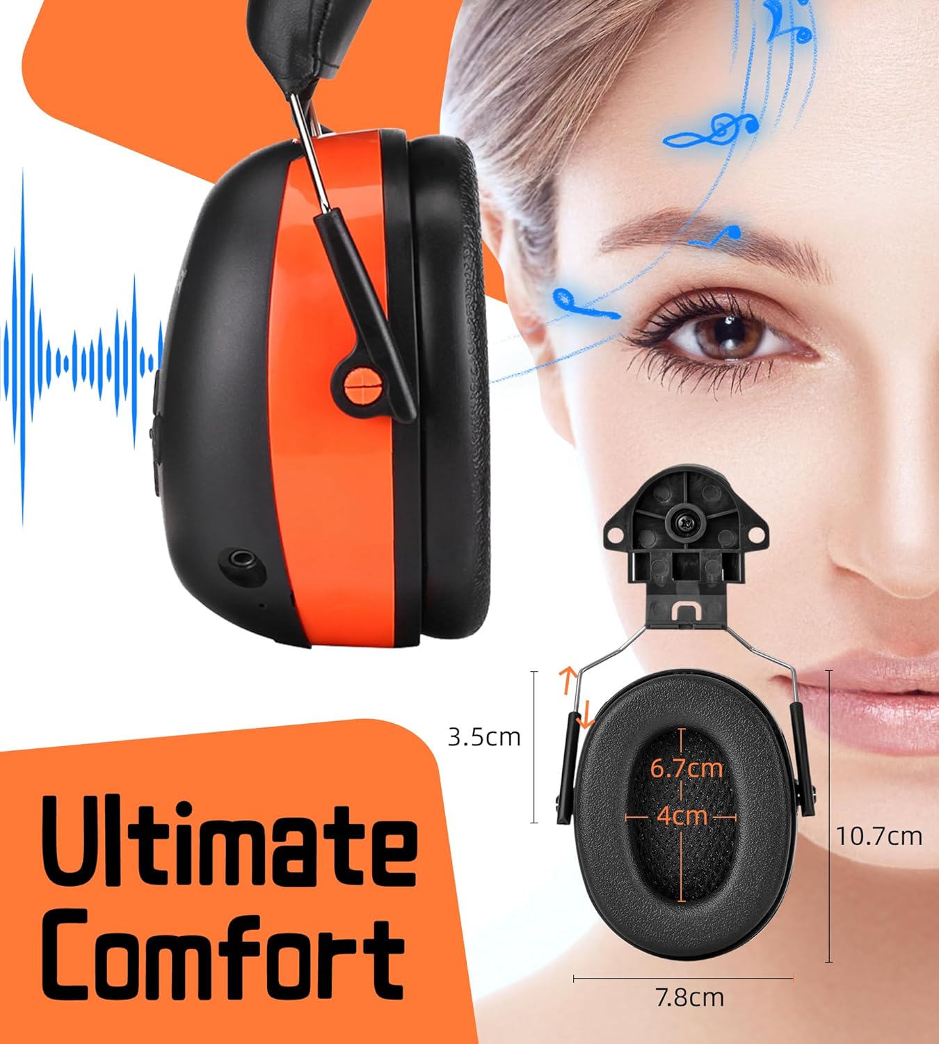 PROHEAR Electronic Bluetooth Hearing Protection Earmuffs (with adapter) for 3M H-700 Hard Hats, DEWALT Hard Hats for Mowing and Construction