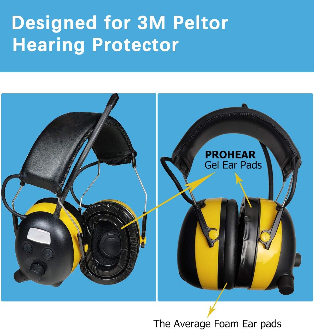 PROHEAR GEP01 Gel Ear Pads (Upgraded) for 3M PELTOR Headsets,PROHEAR （037,027,033）
