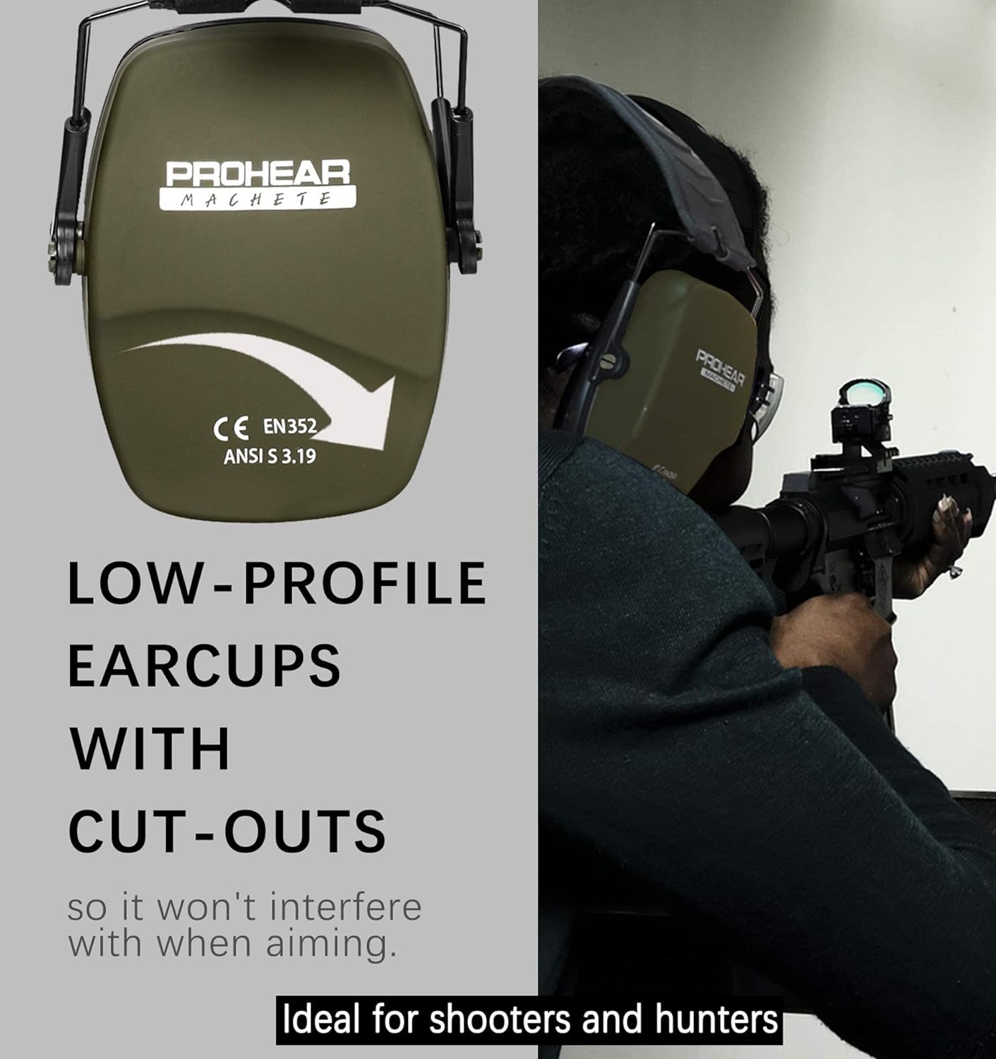 PROHEAR 016 shooting-specific noise reduction earmuffs, NRR 26dB, foldable, two-pack is more cost-effective