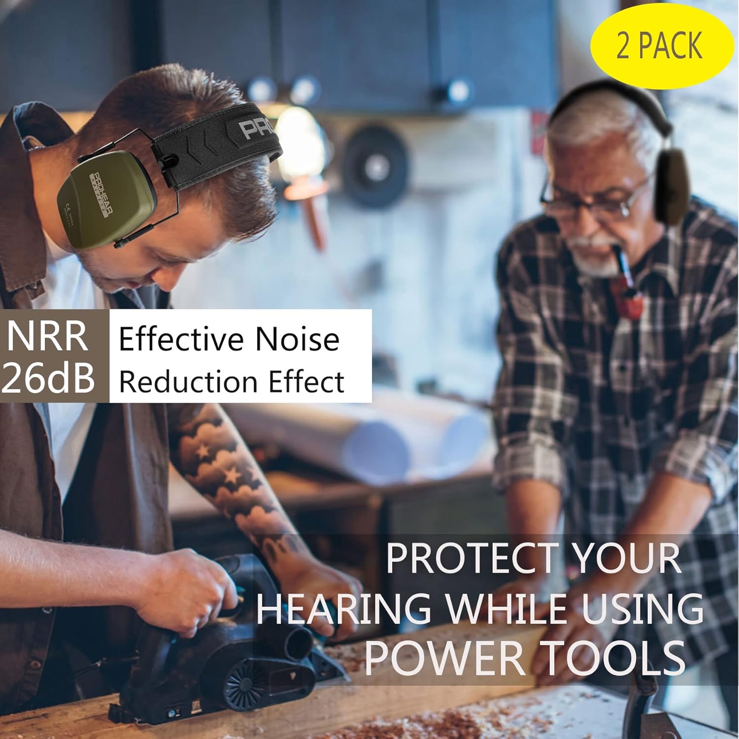 PROHEAR 016 shooting-specific noise reduction earmuffs, NRR 26dB, foldable, two-pack is more cost-effective