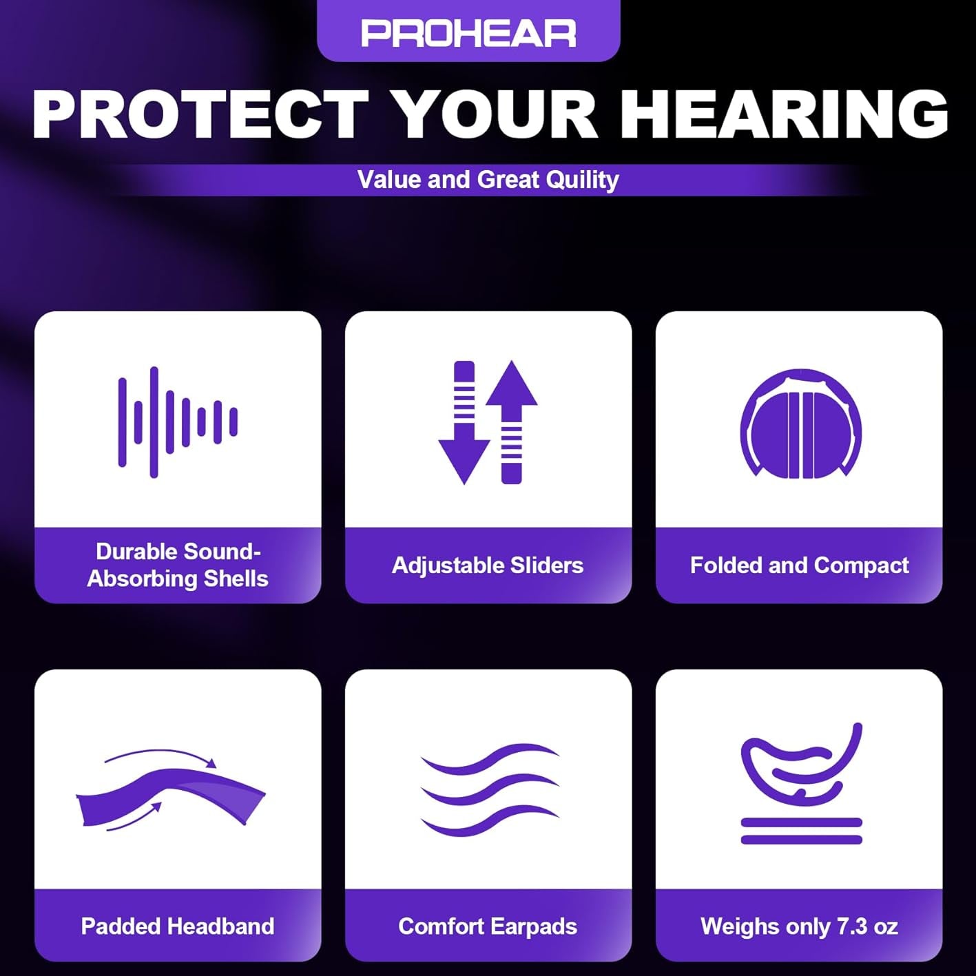 PROHEAR 038 Mowing Special Noise-proof Earmuffs, NRR 28dB, Suitable for Mowing, Shooting, Carpentry, Snow Shoveling, etc.
