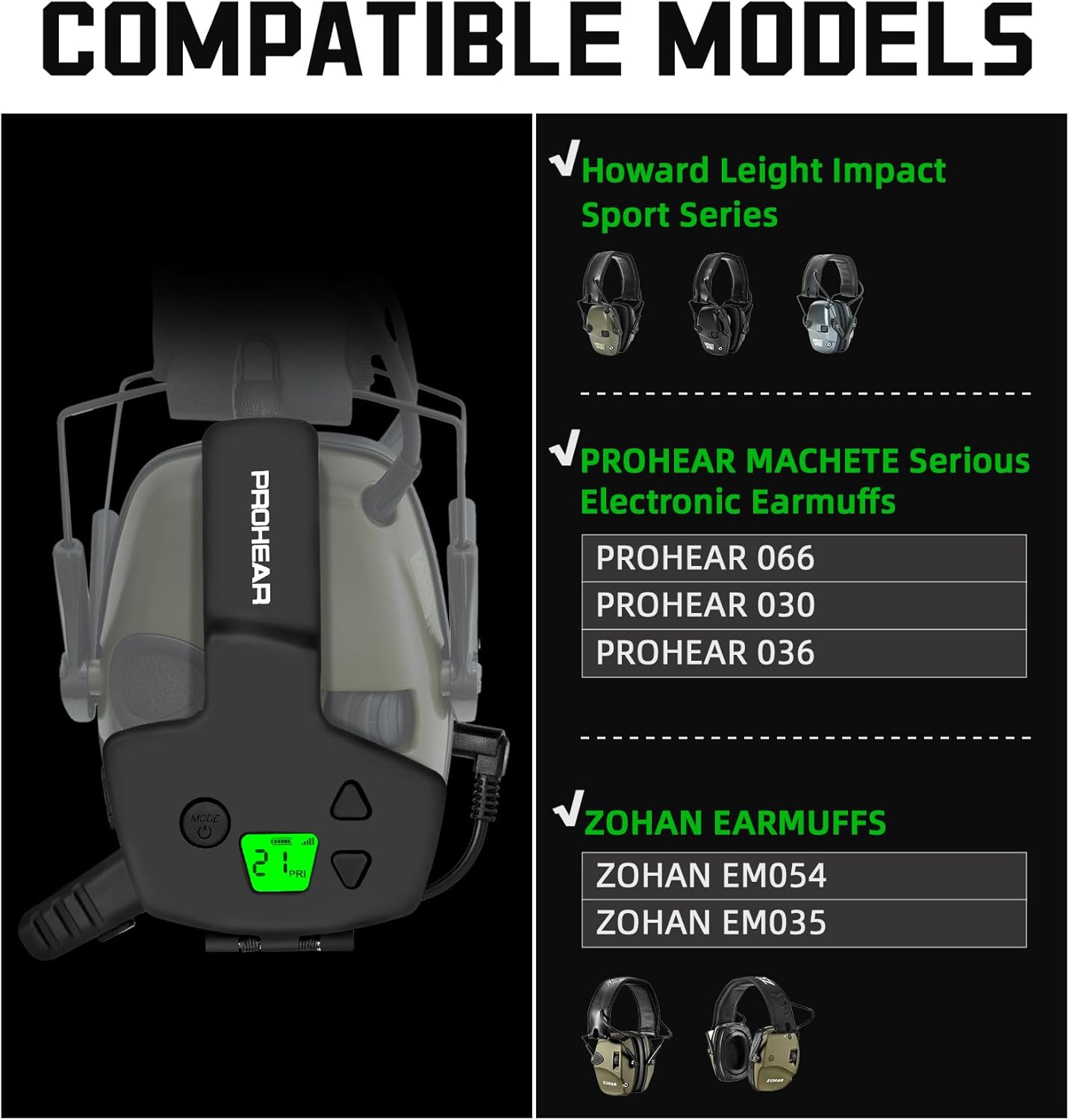 PROHEAR RH08 Walkie Talkie for Howard Leight Impact Sport Electronic Earmuffs