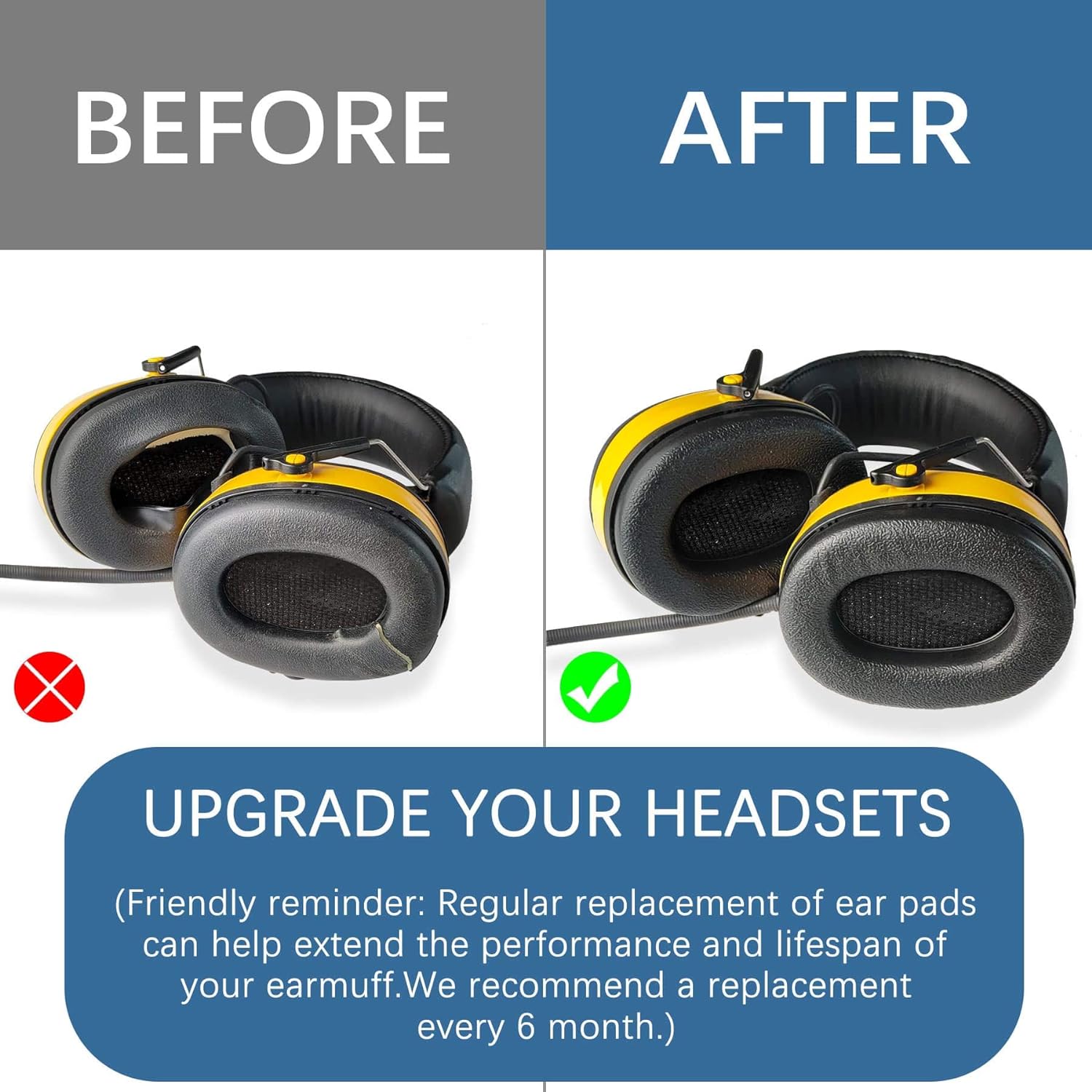 PROHEAR FEP01 Replacement Foam Ear Pads (Upgraded) for PROHEAR （037,027,033）,3M WorkTunes Connect(90543, 90544, 90542, 90541,90507), ZOHAN EM042