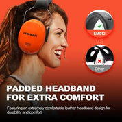 PROHEAR 012 Noise Reduction Earmuffs, 28dB Noise Isolation Earmuffs for Mowing and Shooting Range, Available in Orange and Black