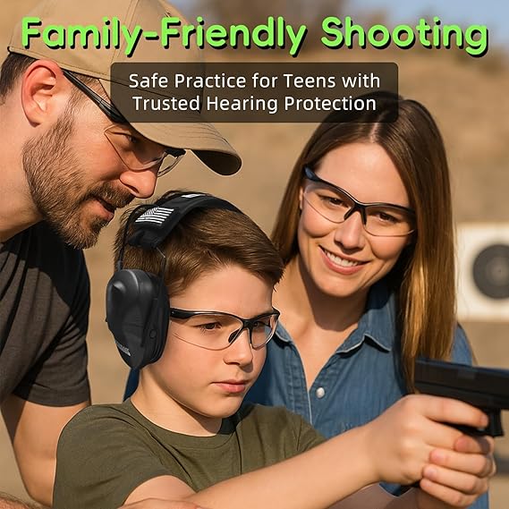 PROHEAR EM 011 Slim Electronic Shooting Earmuffs for Women & Youth 23dB NRR Hearing Protection with 4X Sound Amplification Lightweight, Compact Fit – Ideal for Range, Hunting & Mowing – Black