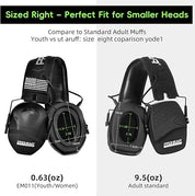 PROHEAR EM 011 Slim Electronic Shooting Earmuffs for Women & Youth 23dB NRR Hearing Protection with 4X Sound Amplification Lightweight, Compact Fit – Ideal for Range, Hunting & Mowing – Black