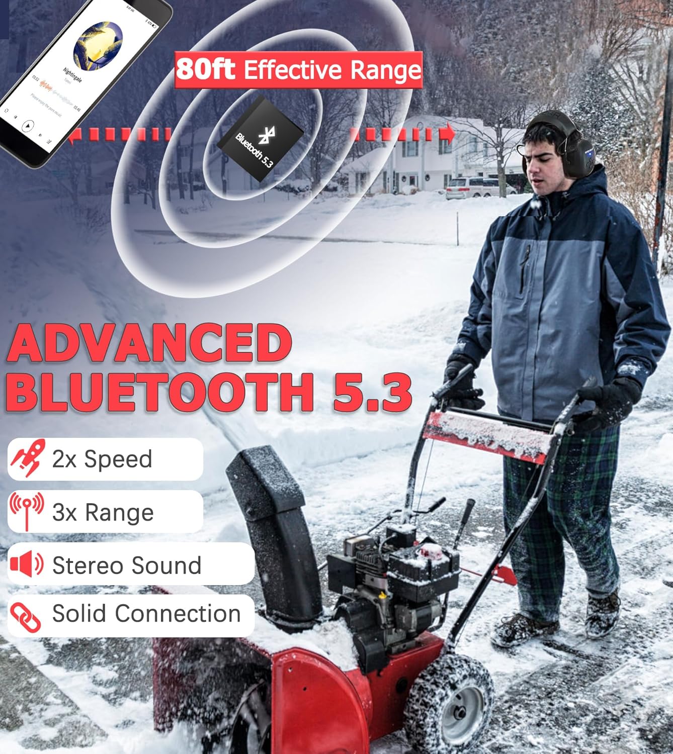 PROHEAR 037 Bluetooth 5.3 Safety Ear Muffs – 25dB NNR Hearing Protection, 120H Battery for Mowing & Work
