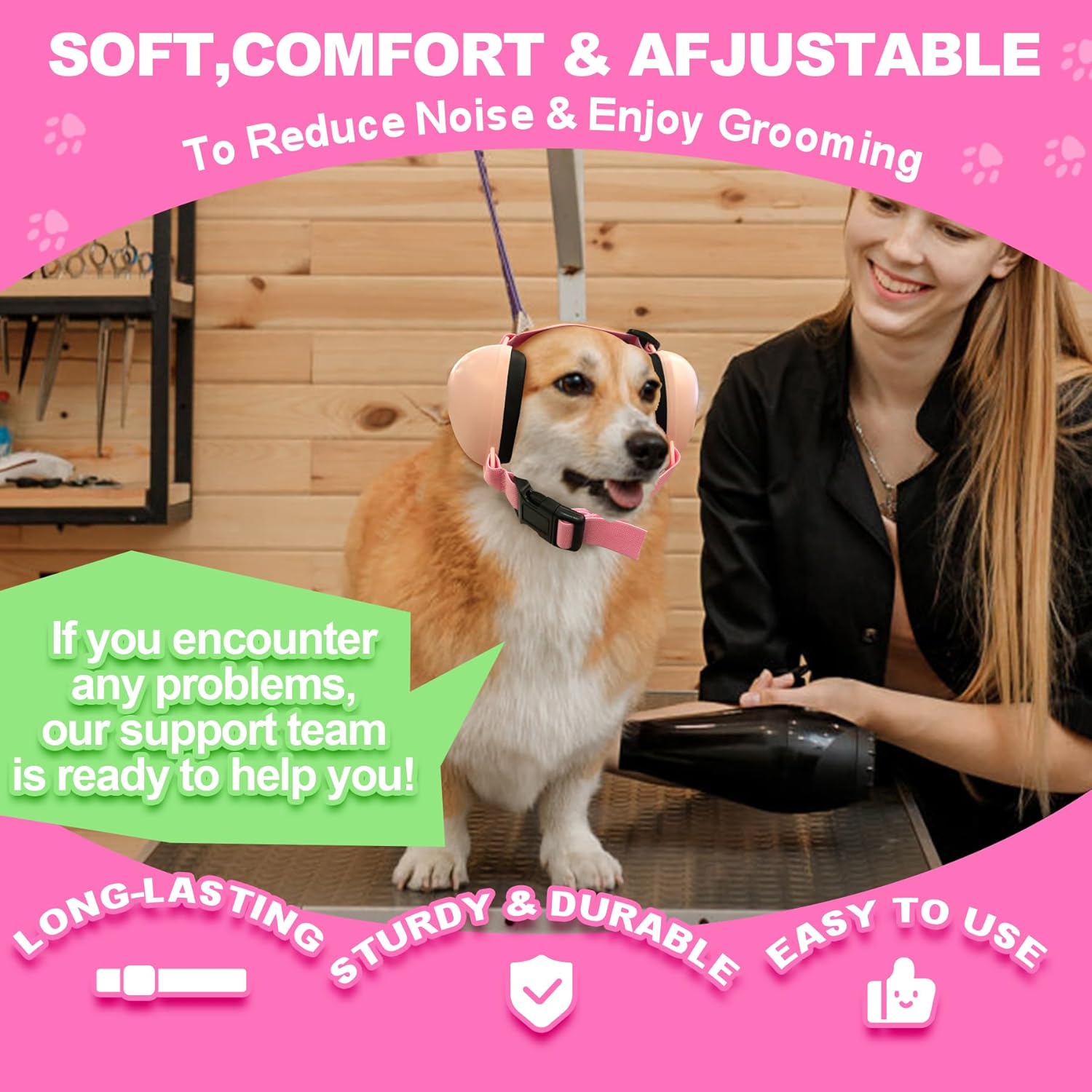 [NEW]PROHEAR Adjustable Noise Reduction Dog Earmuffs, NRR28dB, Fireworks Noise Protection/Summer Lightning/Shooting Range Noise. Protect your pet