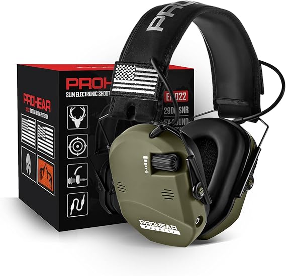 PROHEAR 022 Electronic Shooting Hunting Earmuffs - 29dB SNR Noise Reduction, 5x Sound Amplification