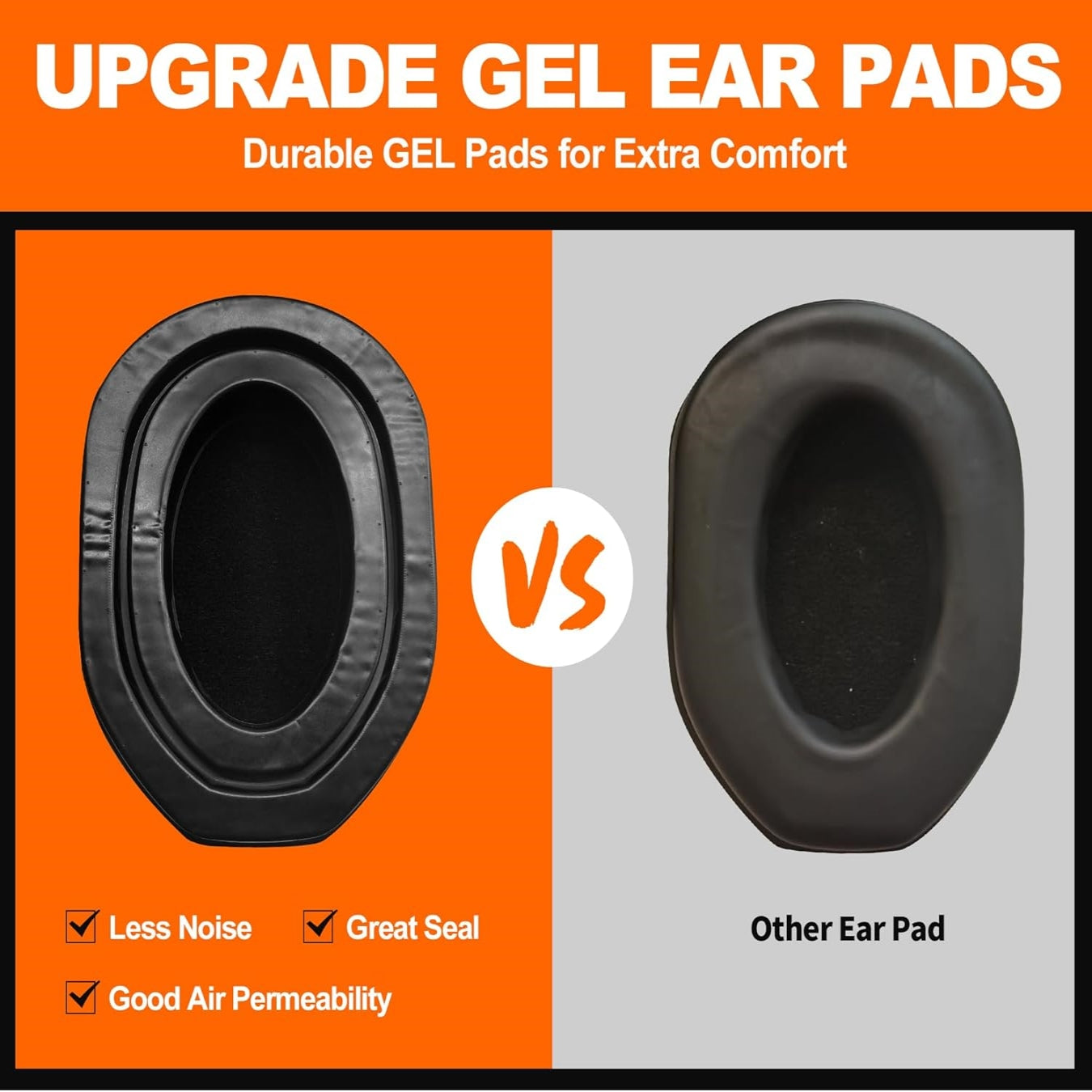 PROHEAR GEP05 Upgraded Gel Ear Pads for Walker's Razor Compact Electronic Youth Women's Muffs, Comfortable and Soft Replacement Gel Ear Cups with Sealed Bottom Shell