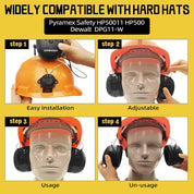 PROHEAR 037BR04 Bluetooth Hearing Protection with Adapter for 3M H-700 Hard Hats/DEWALT Hard Hat, 40H Playtime Safety Headphone for Construction Worker, Mowing