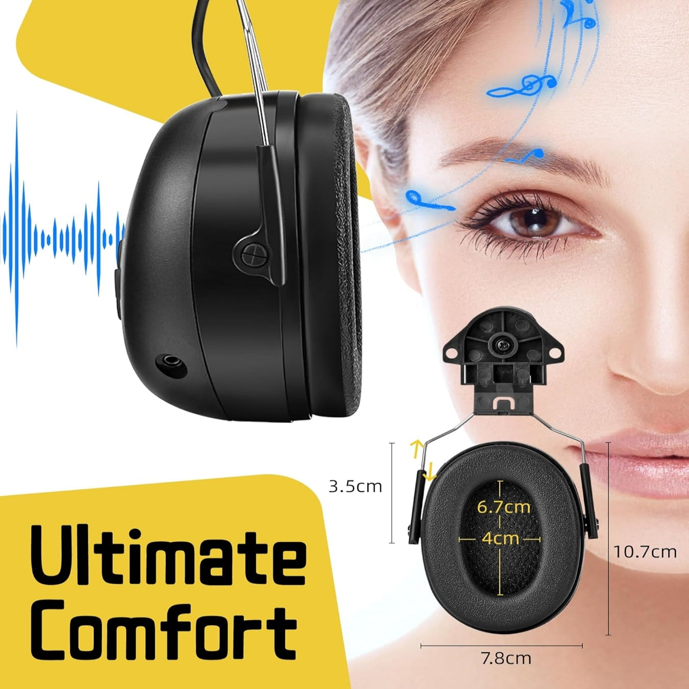 PROHEAR 037BR04 Bluetooth Hearing Protection with Adapter for 3M H-700 Hard Hats/DEWALT Hard Hat, 40H Playtime Safety Headphone for Construction Worker, Mowing