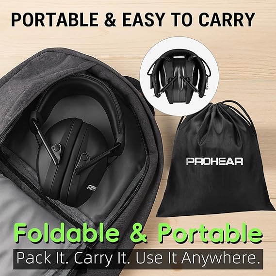 PROHEAR EM 011 Slim Electronic Shooting Earmuffs for Women & Youth 23dB NRR Hearing Protection with 4X Sound Amplification Lightweight, Compact Fit – Ideal for Range, Hunting & Mowing – Black