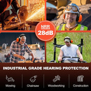 PROHEAR 012 Noise Reduction Earmuffs, 28dB Noise Isolation Earmuffs for Mowing and Shooting Range, Available in Orange and Black