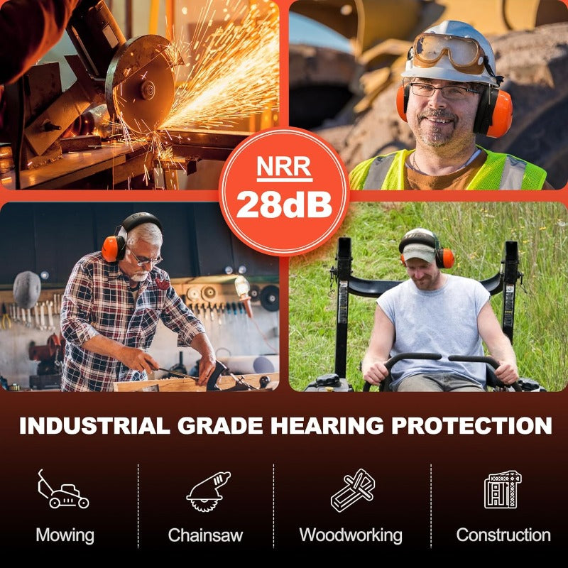 PROHEAR 012 Noise Reduction Earmuffs, 28dB Noise Isolation Earmuffs for Mowing and Shooting Range, Available in Orange and Black