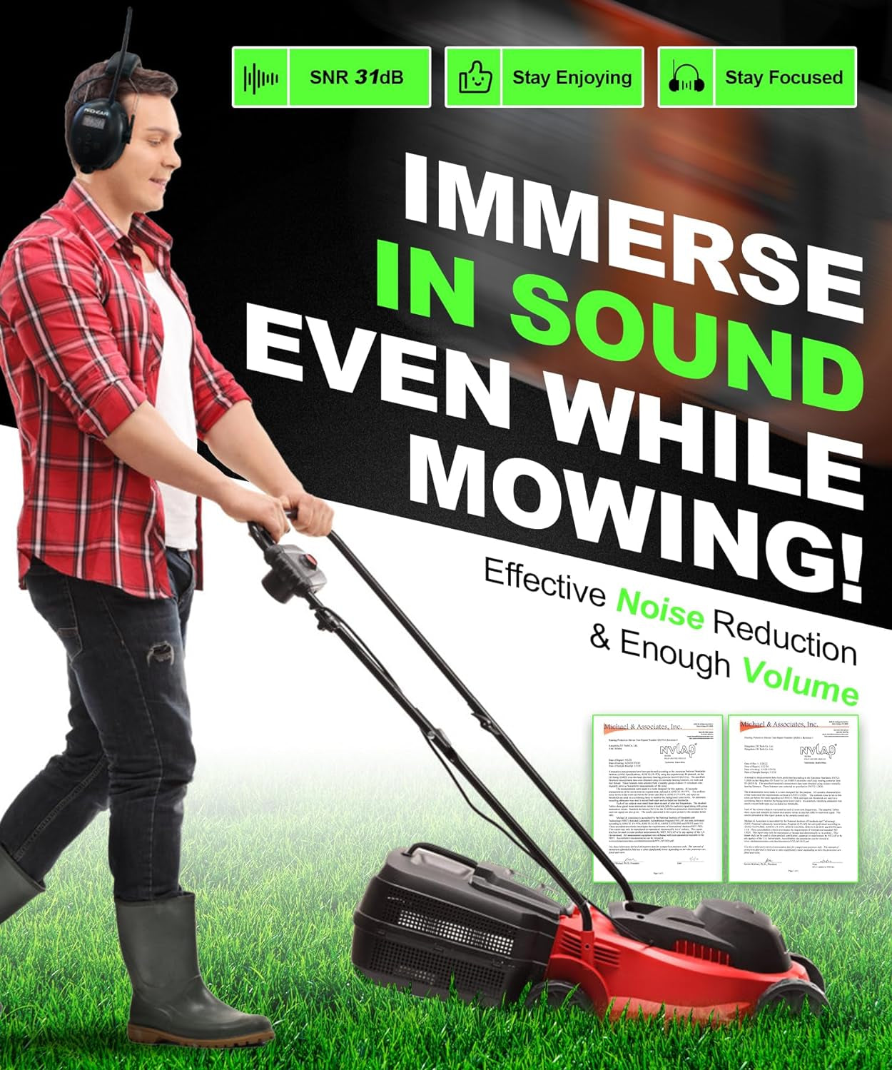 PROHEAR 033 2.0 safety protection noise reduction earmuffs, 5.4 Bluetooth, AM FM radio headset, with rechargeable 2000 mAH battery, suitable for mowing, lawn mowing and other labor protection scenes