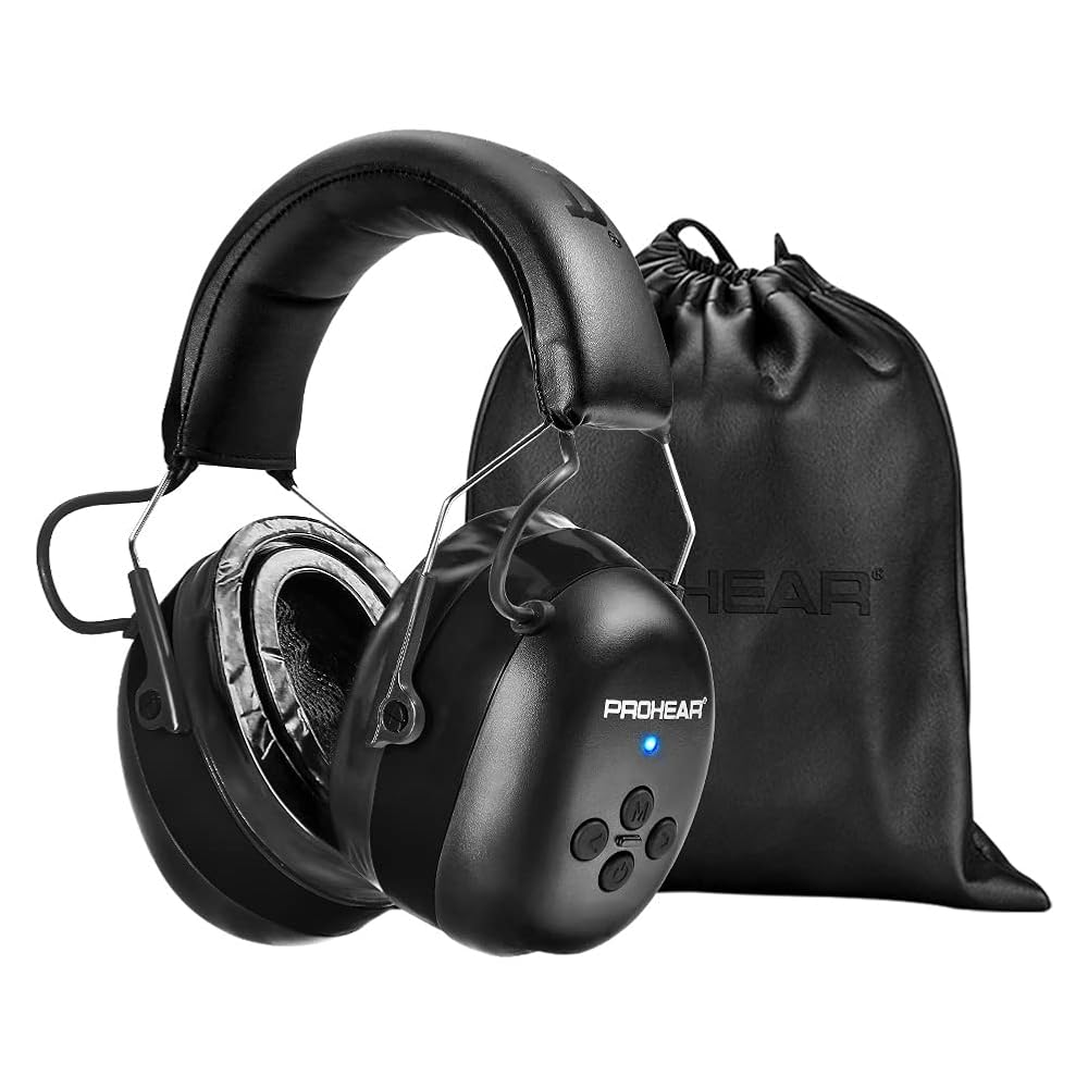 PROHEAR 037 Bluetooth 5.3 Safety Ear Muffs – 25dB NNR Hearing Protection, 120H Battery for Mowing & Work