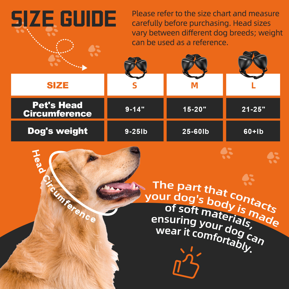 PROHEAR Adjustable Dog Ear Muffs, NRR 28dB Noise Protection