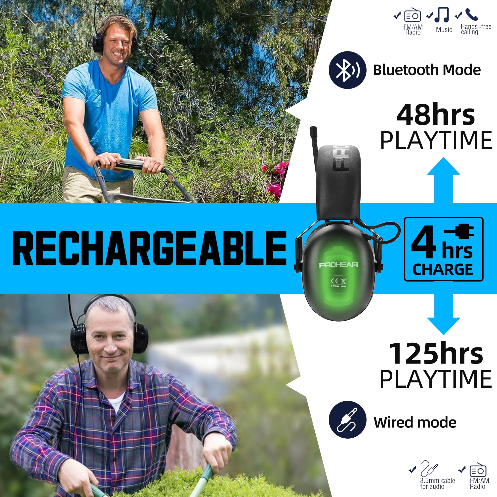 PROHEAR 033 Bluetooth Hearing Protection Headphones-2 pack