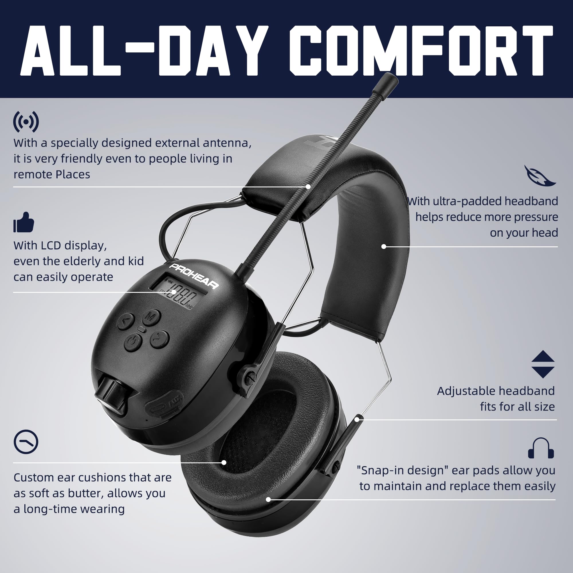 PROHEAR 033 Bluetooth Hearing Protection Headphones-2 pack