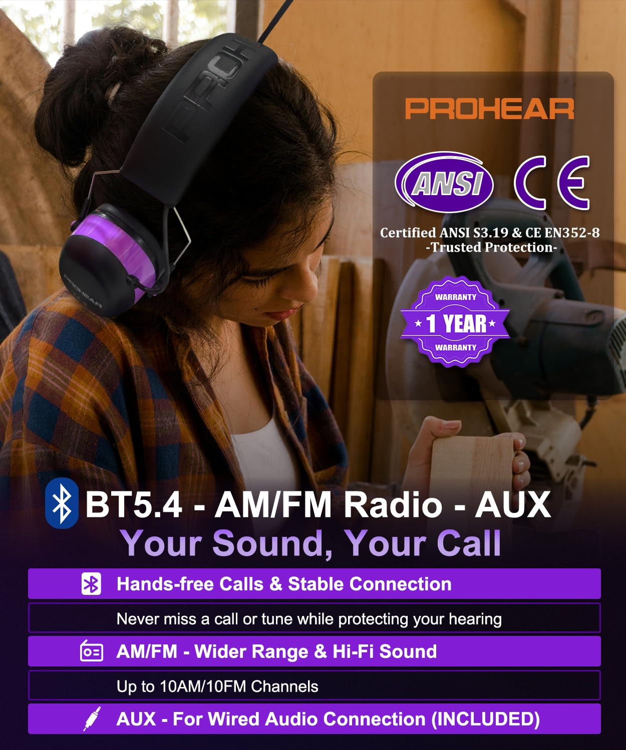 PROHEAR 033 AM FM Bluetooth 5.4 Radio Headphones