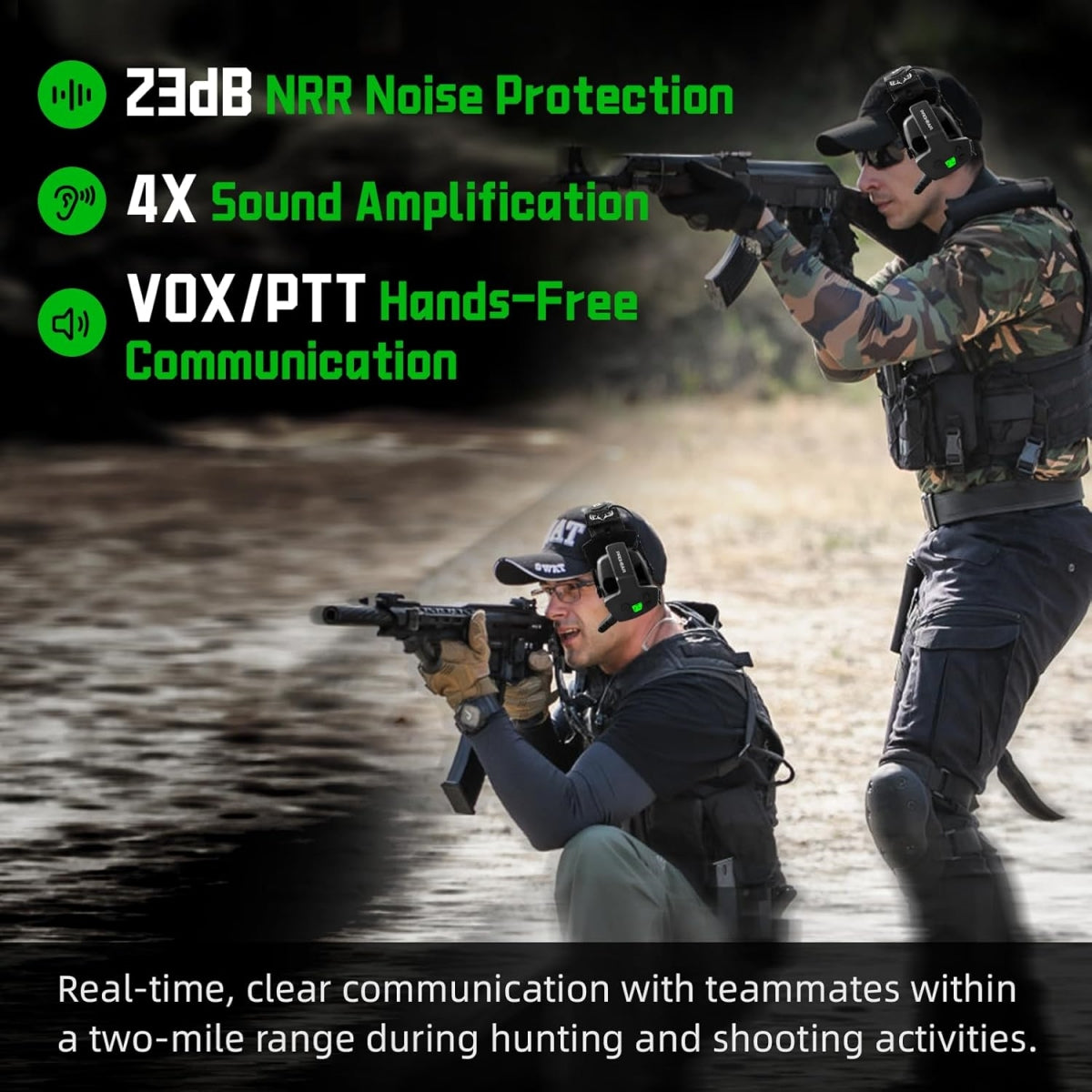 Electronic earmuff walkie-talkie combo pack